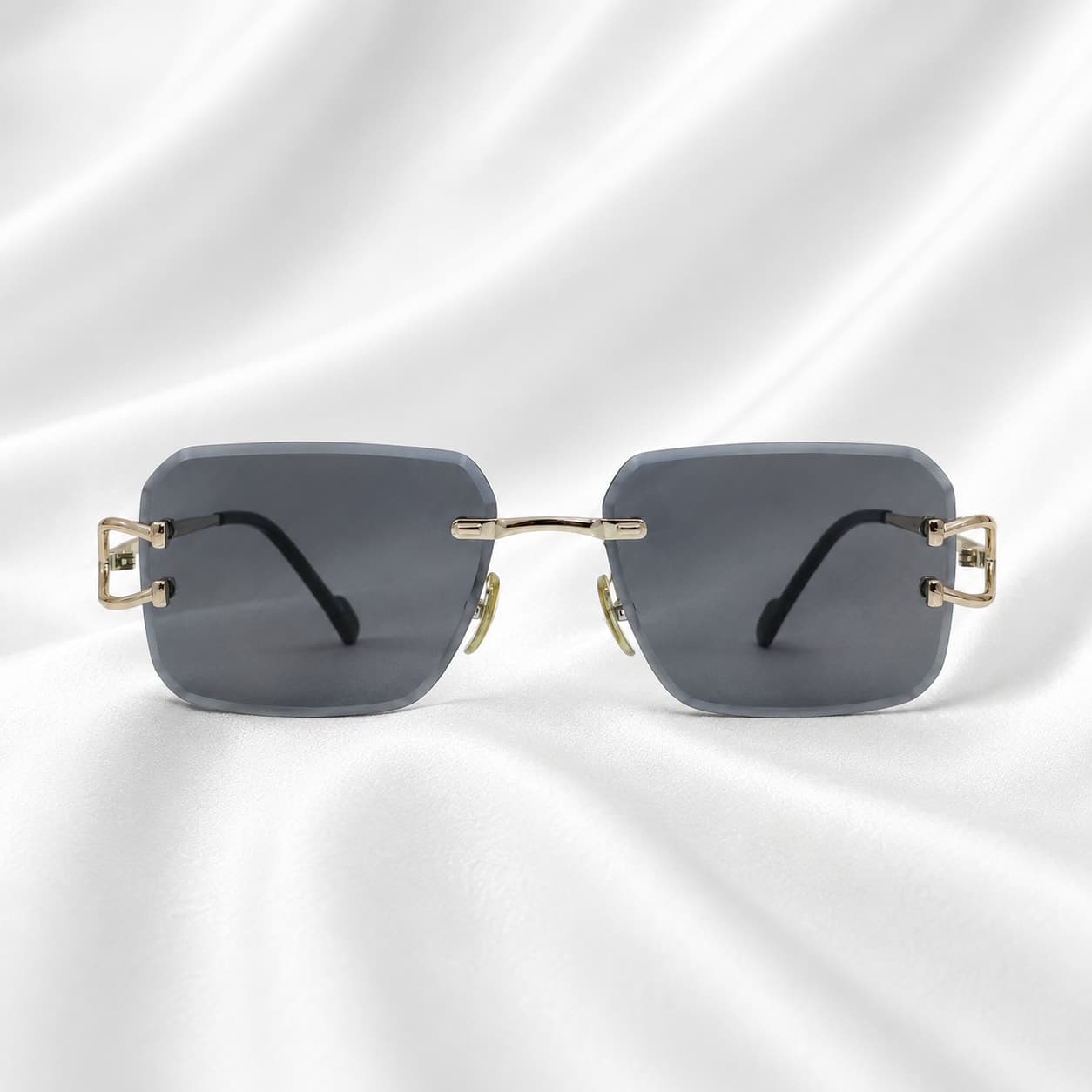 Lunettes de soleil Éclipse Dorée – Lunettes de Soleil Sans Monture, vue à plat