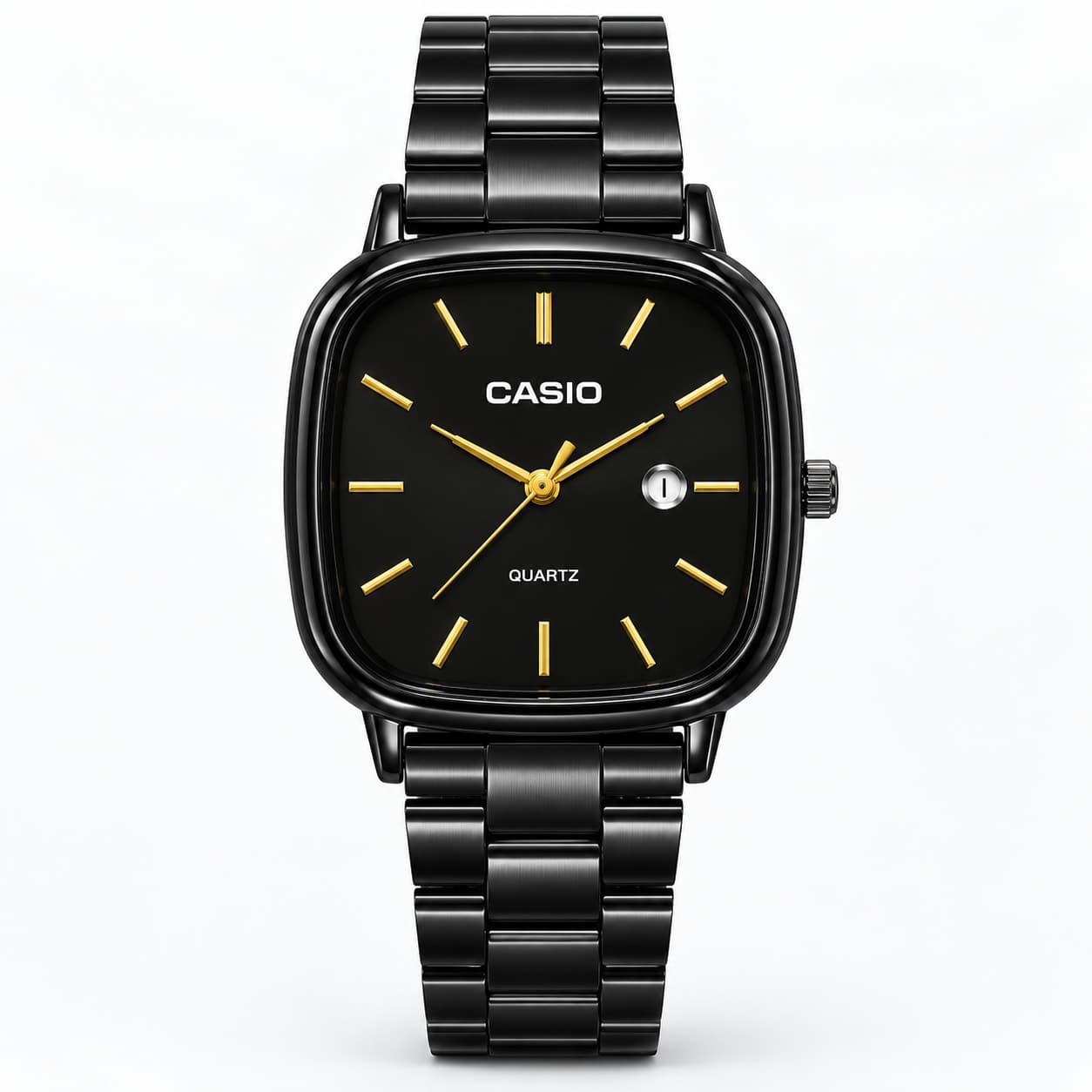 نظارة Casio Square Classic – Black & Gold، عرض مسطح