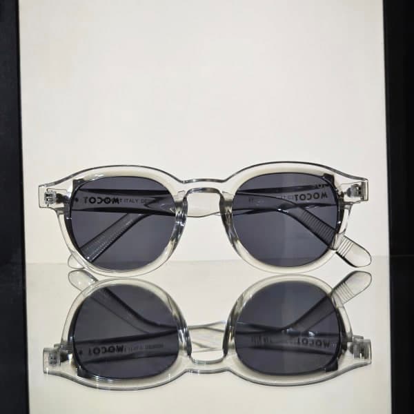 نظارة Transparent Gray Spring Hinges Acetate Oval Tinted Sunglasses، عرض مسطح