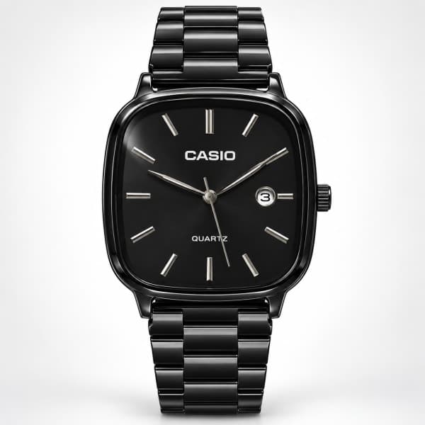 نظارة Casio Square Classic – Full Black، عرض مسطح