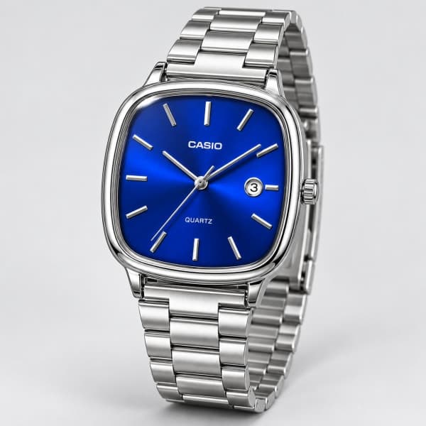 نظارة Casio Square Classic – Silver & Royal Blue على عارض